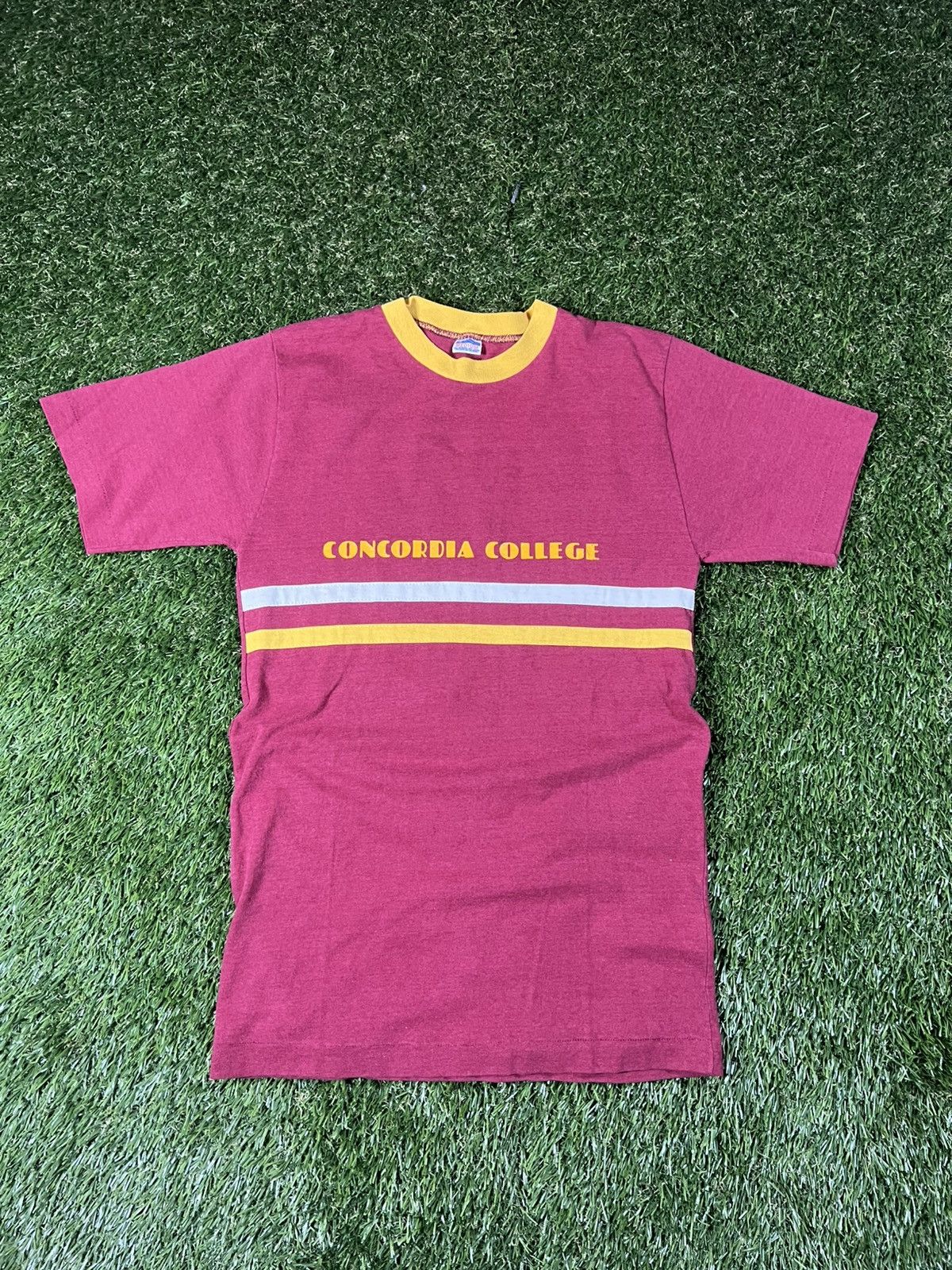 NCAA Vintage 70s Concordia College University Striped Ringer Tee Size US M / EU 48-50 / 2 - 1 Thumbnail