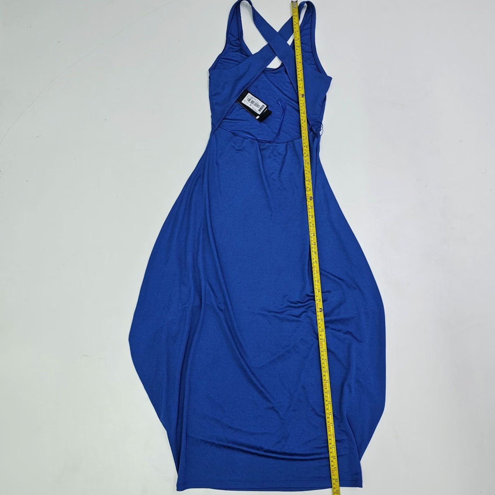 Giorgio Armani Giorgio Armani Dress Blue 44 Draped Satin Jersey Crossed Back Midi BNWT Size M / US 6-8 / IT 42-44 - 4 Thumbnail