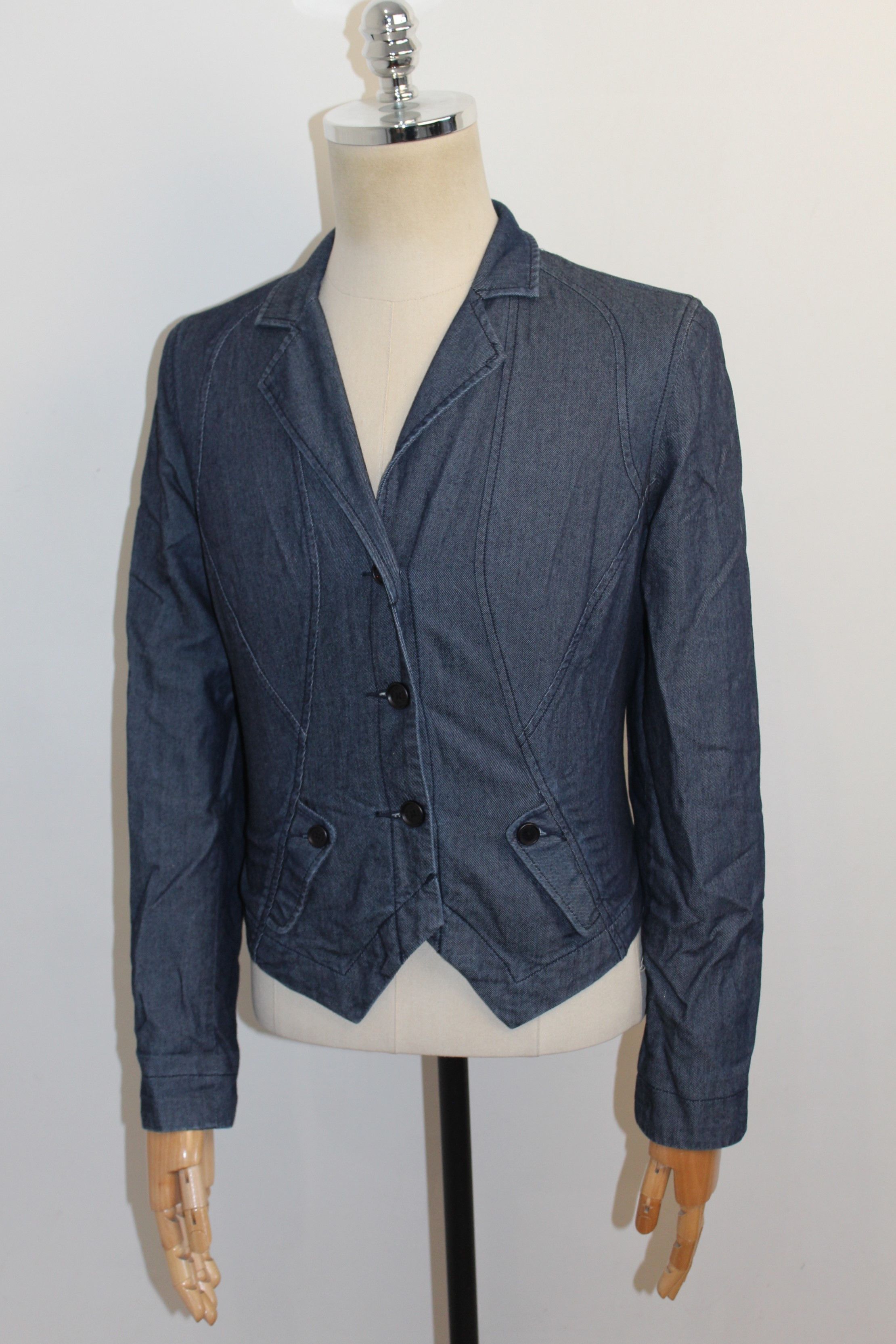 Armani Women's Armani Exchange Denim Blazer Jacket Size L / US 10 / IT 46 - 3 Thumbnail
