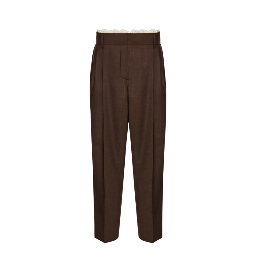 Magda Butrym o1h1sh11225 Lace Detail Trousers in Brown Size 27" / US 4 / IT 40 - 1 Thumbnail