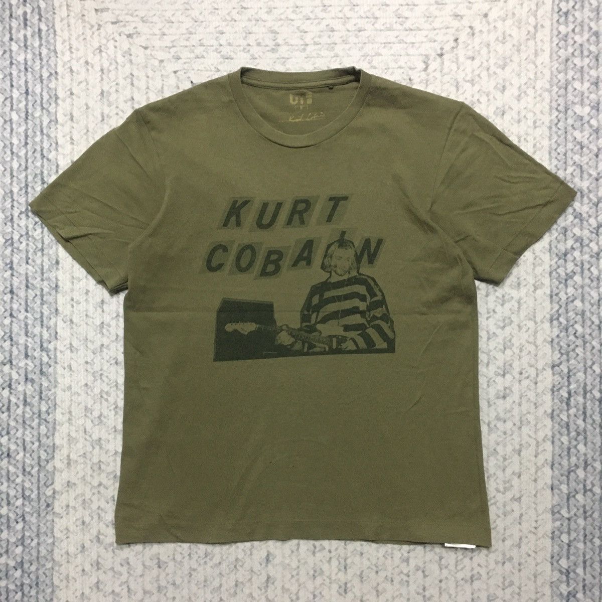 image of Distressed Uniqlo X Nirvana Kurt Cobain Tees in Green, Men's (Size XS)