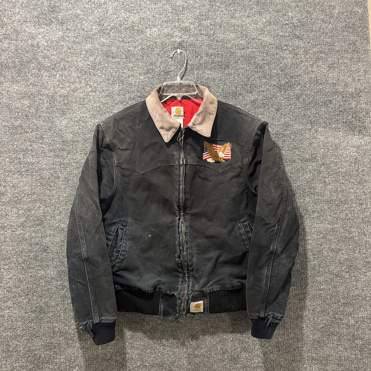 【希少】carhartt サンタフェジャケット J13 BLK Vintage J13 BLK Carhartt Santa Fe Black Jacket Distressed