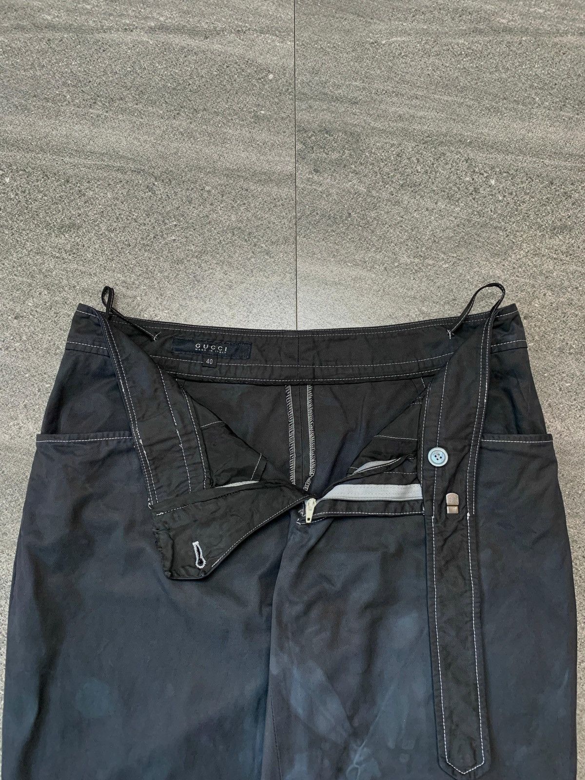 Gucci 2000s Black Dyed Flared Belted Trousers - 29” Size US 29 - 4 Thumbnail