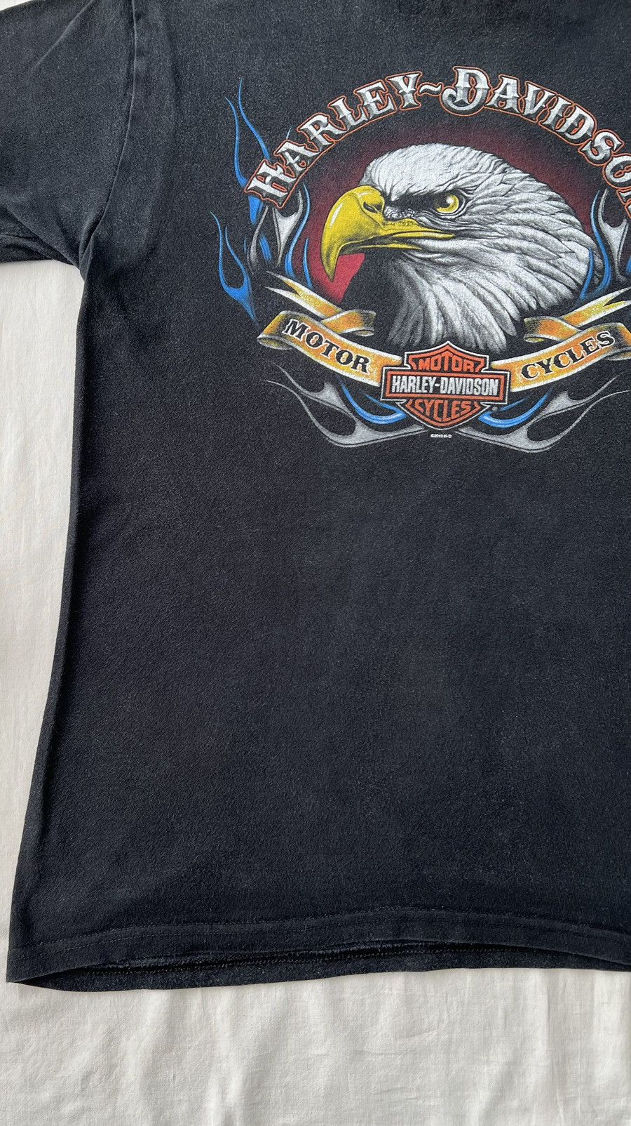 Harley Davidson Vintage 2013 Harley Davidson Eagle Fire Flame Black T-shirt Size US L / EU 52-54 / 3 - 7 Thumbnail
