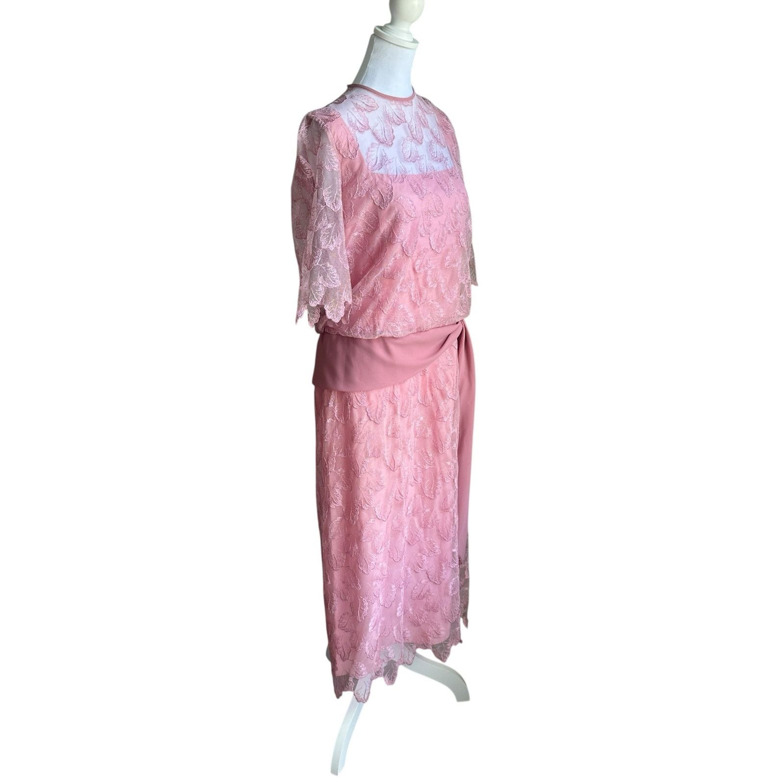 Vintage Vintage 80s Miss Elliette Blush Lace Cottagecore Dress M Size M / US 6-8 / IT 42-44 - 2 Thumbnail