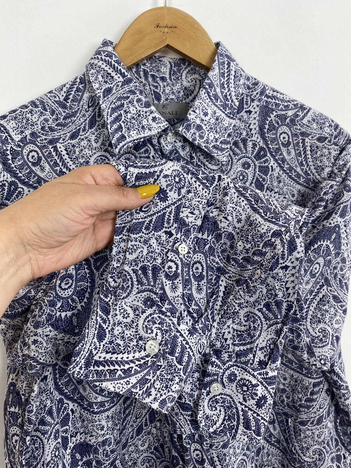 Canali Canali Buttons Up Long Sleeve Shirt Flax Paisley Size XL Top Size US XL / EU 56 / 4 - 3 Thumbnail