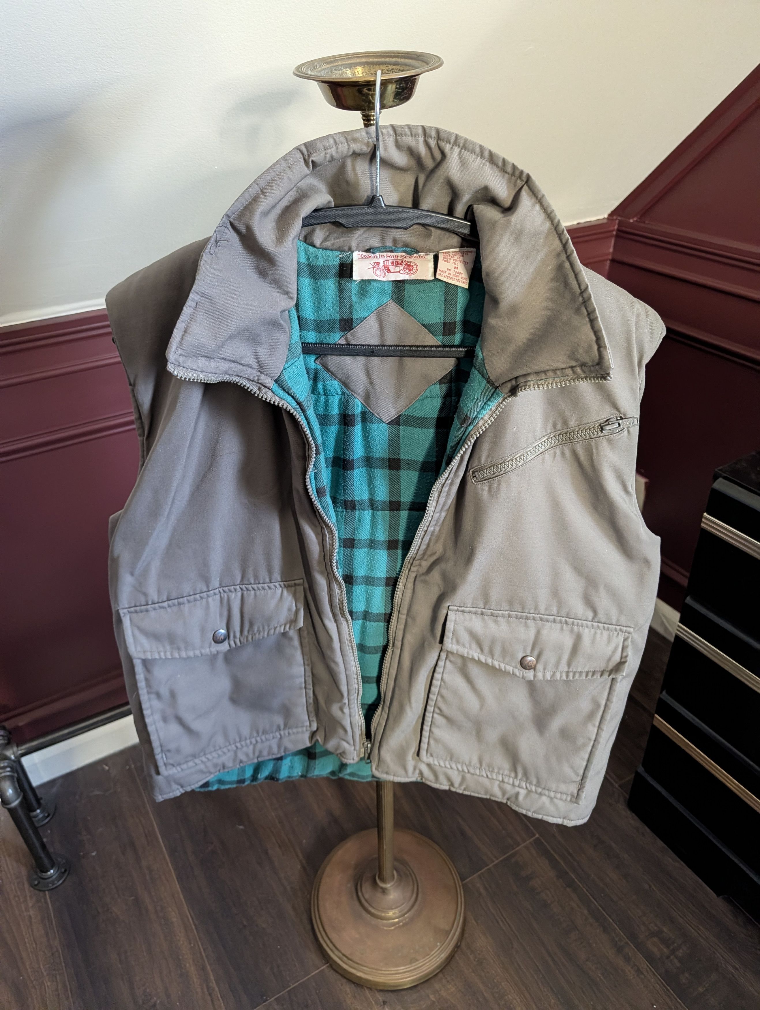 Other COACH IN FOUR SEASONS Vtg flannel lined zip-up vest Size US M / EU 48-50 / 2 - 13 Thumbnail