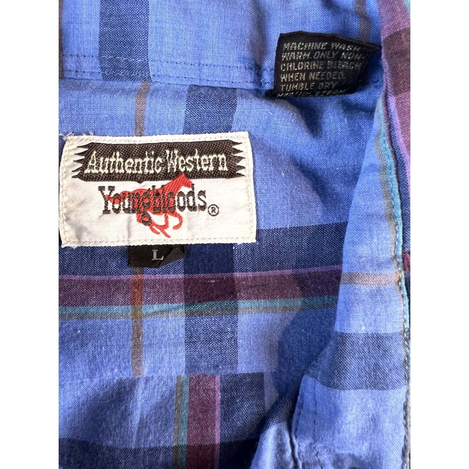 Vintage VINTAGE Authentic Western Youngblood Plaid Shirt Mens L Blue Pearl Snap Cowboy Shirt Size US L / EU 52-54 / 3 - 4 Thumbnail