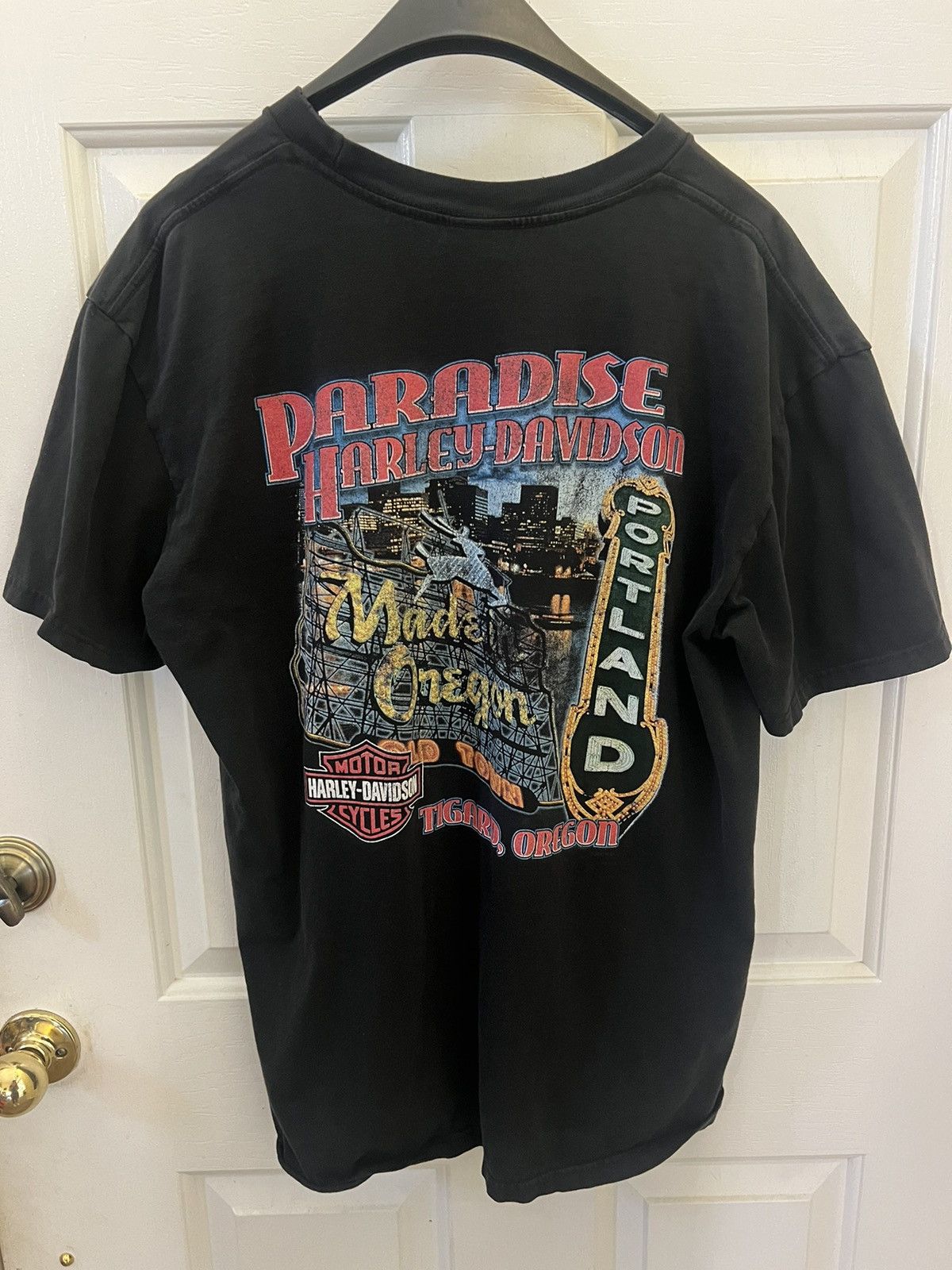 Harley Davidson × Vintage Sun faded / thrashed Harley Davidson Oregon Size US XL / EU 56 / 4 - 1 Thumbnail