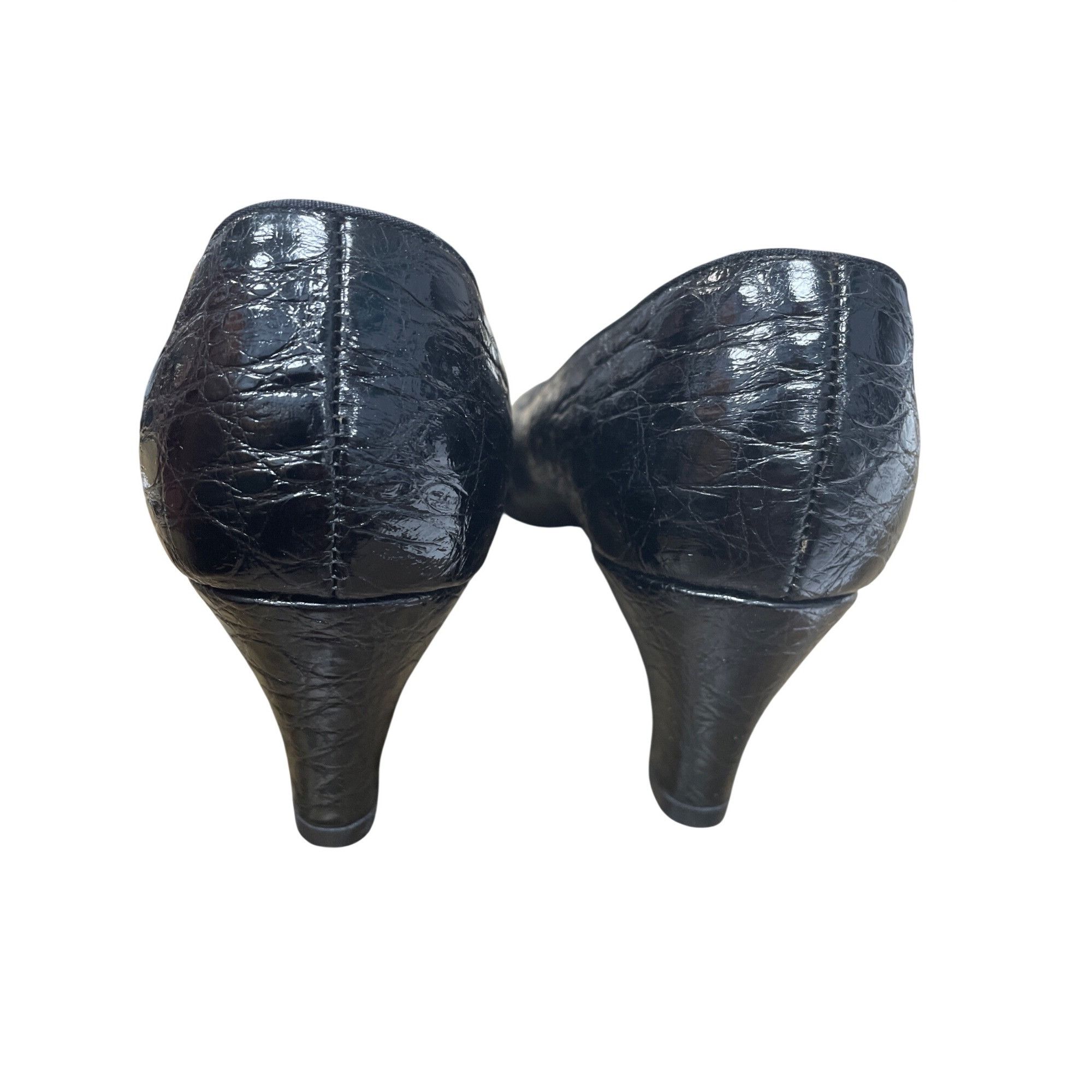 Vintage O'Connor Goldberg Womans VTG Black Alligator Leather Heels S Size US 7.5 / IT 37.5 - 11 Thumbnail