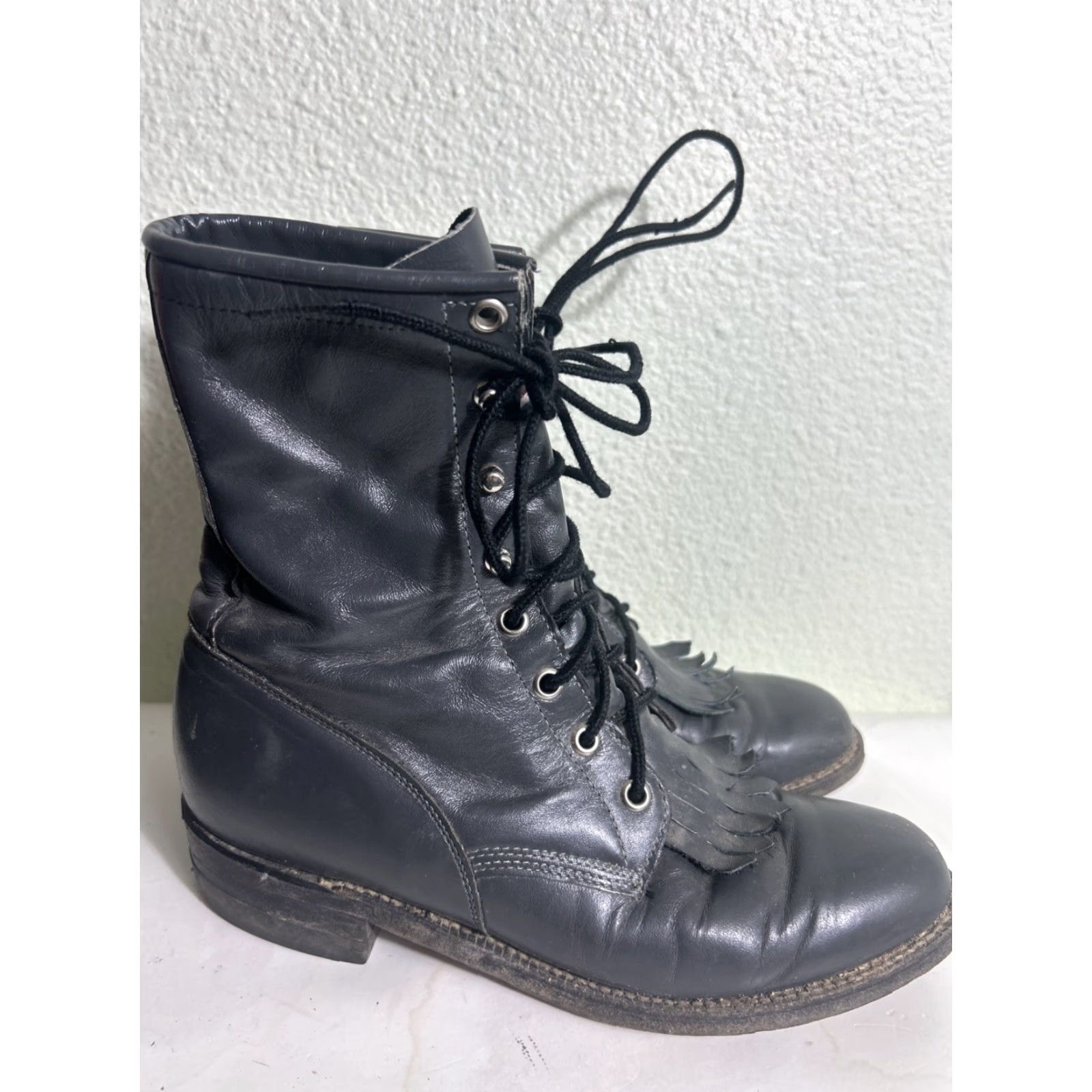 Justin Boots VINTAGE Justin Boots Western Shoes Women Gray Leather Lacer Up Boots 7 B Size US 7 / IT 37 - 2 Thumbnail