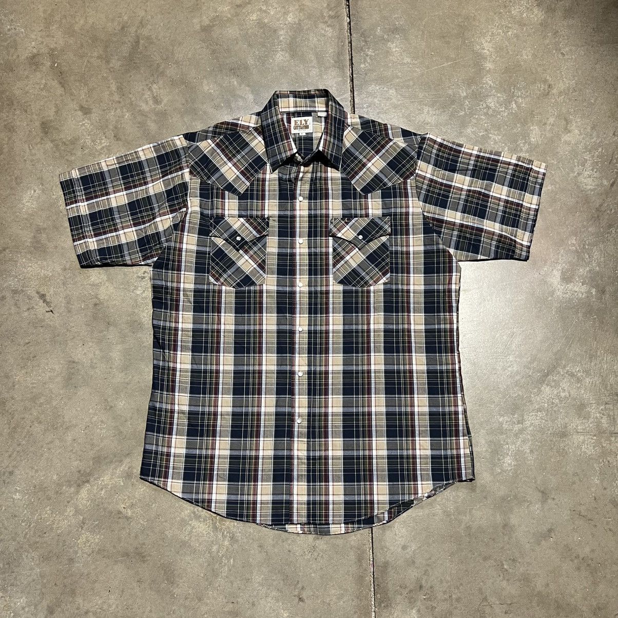 Wrangler Vintage 90s Ely Cattleman Pearl Snap Shirt Short Sleeve Size US L / EU 52-54 / 3 - 1 Thumbnail