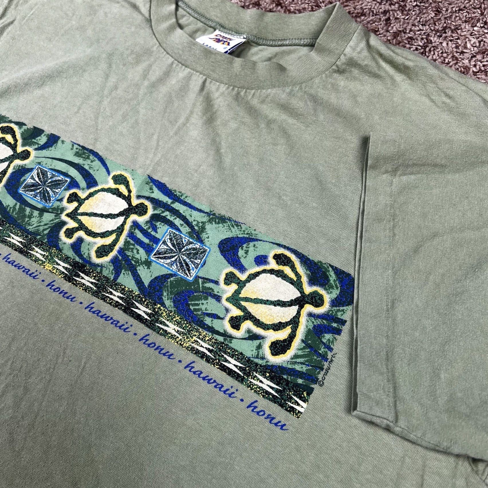 Vintage VINTAGE Crazy Shirts T-Shirt Unisex Adults Cropped Hawaii 90s Graphic Green Large Short Sleeve Crew Neck Cotton Size US L / EU 52-54 / 3 - 4 Thumbnail