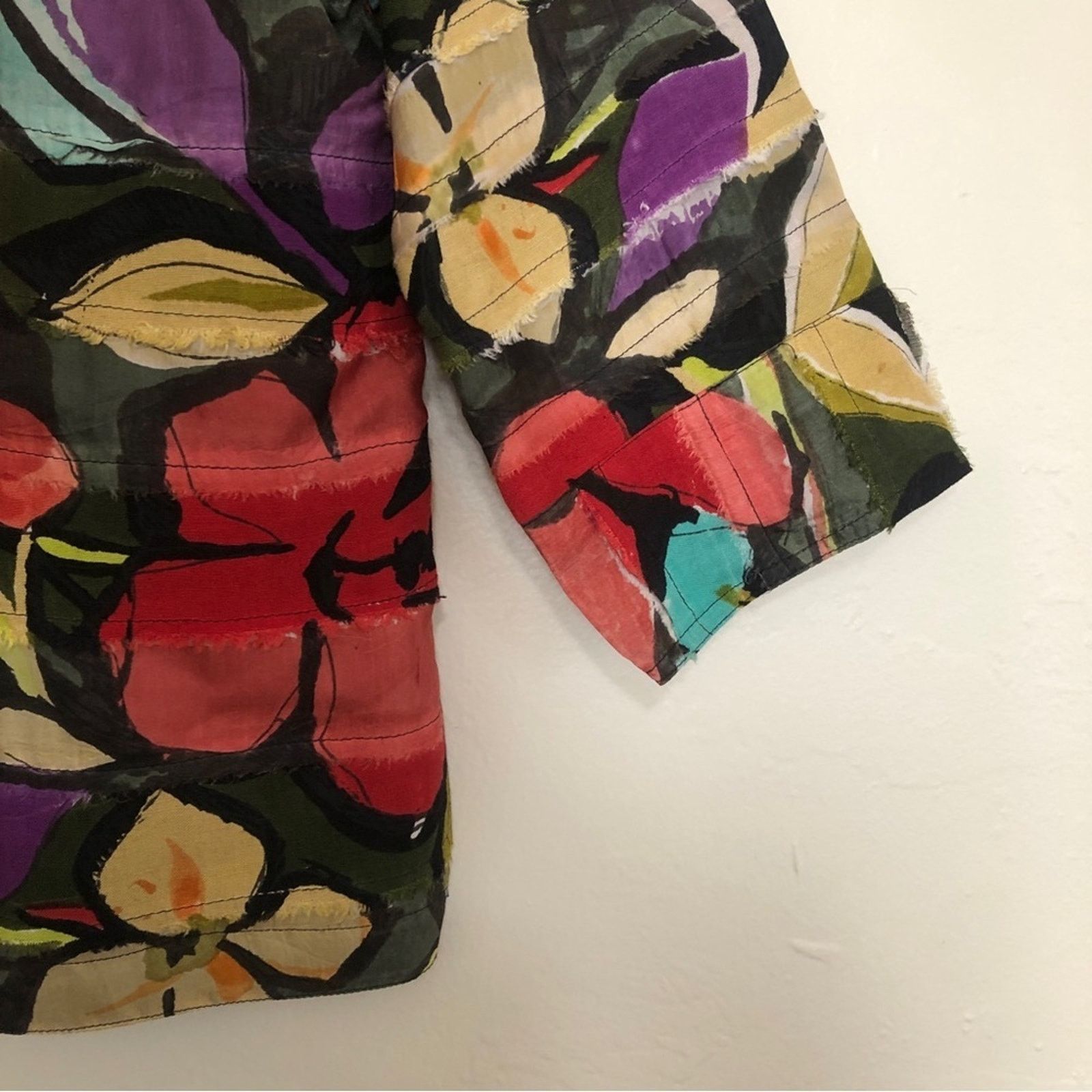 Chicos Chico's Linen Multicolor Tropical Floral Button Shirt Blouse Size M / US 6-8 / IT 42-44 - 4 Thumbnail