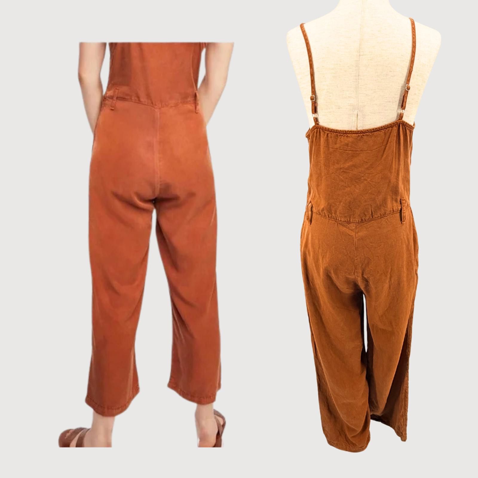 Free People Free People Jade Jumpsuit Rust Lyocell Wide Leg 6 Size 28" / US 6 / IT 42 - 3 Thumbnail