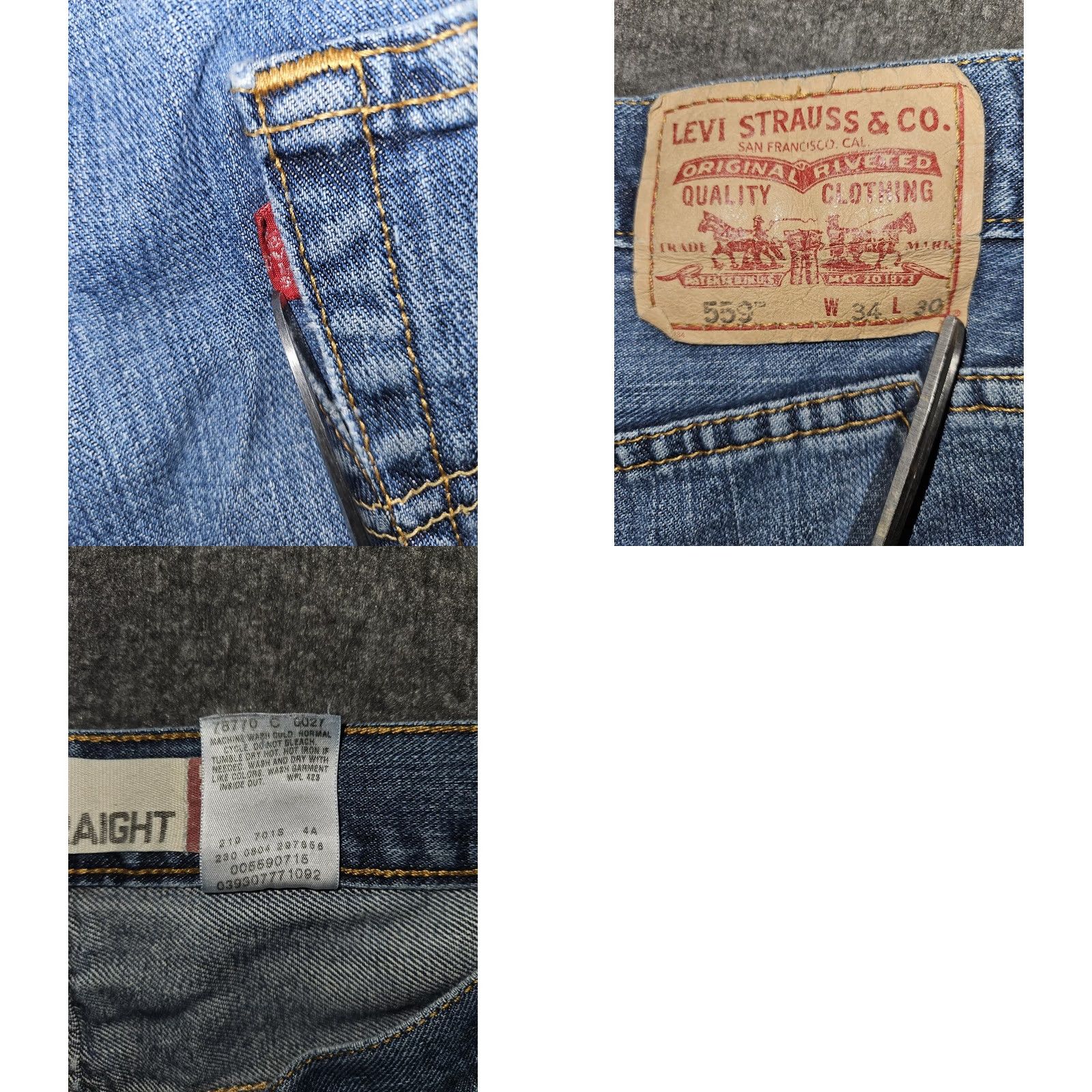 Levi's VINTAGE Levi's 559 Jeans Mens 34x30 Blue Relaxed Straight Y2K Denim Distressed Size US 34 / EU 50 - 9 Thumbnail