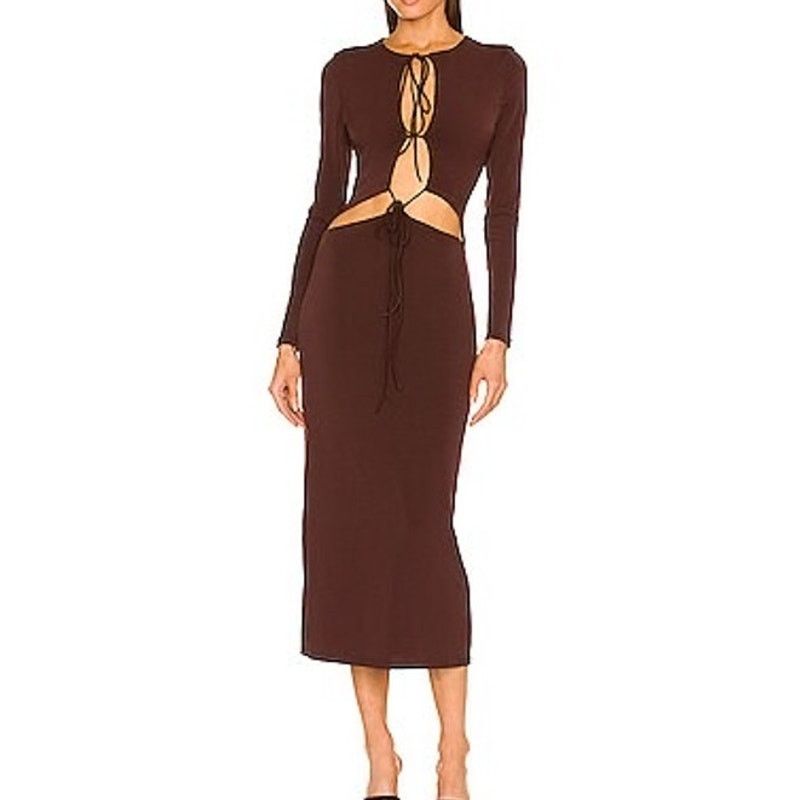 AYA MUSE Aya Muse Perugia Dress long sleeve brown size large L Size L / US 10 / IT 46 - 1 Thumbnail