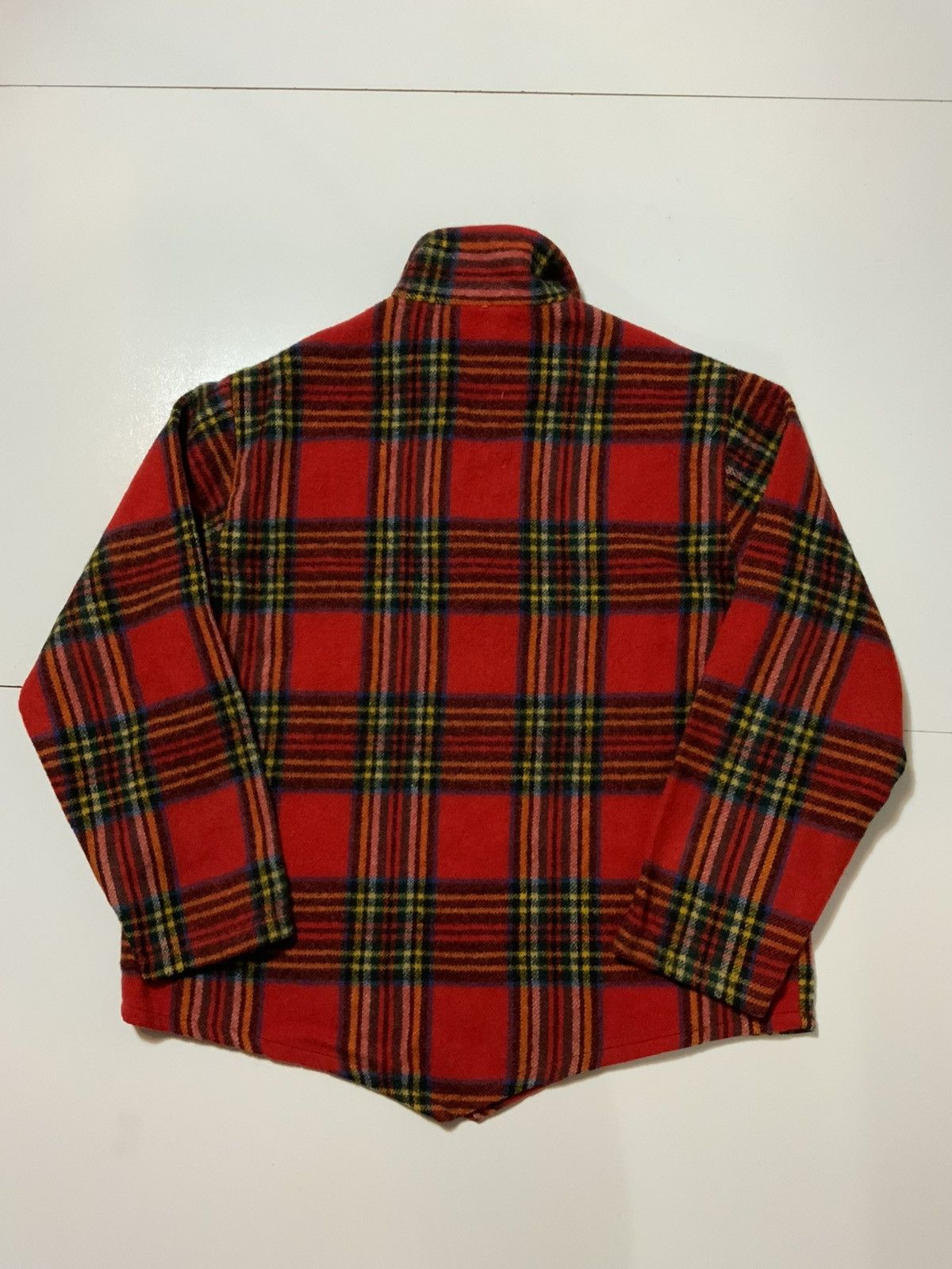 Vintage VTG 50s 60s Fox Knapp Wool Plaid Loop Collar Sweater Shirt Size US M / EU 48-50 / 2 - 2 Thumbnail