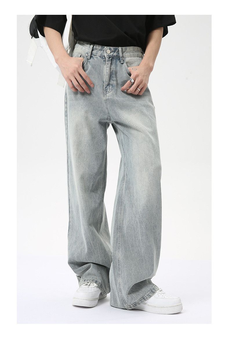 Japanese Brand American style trendy washed light blue straight loose jeans Size US 32 / EU 48 - 2 Thumbnail
