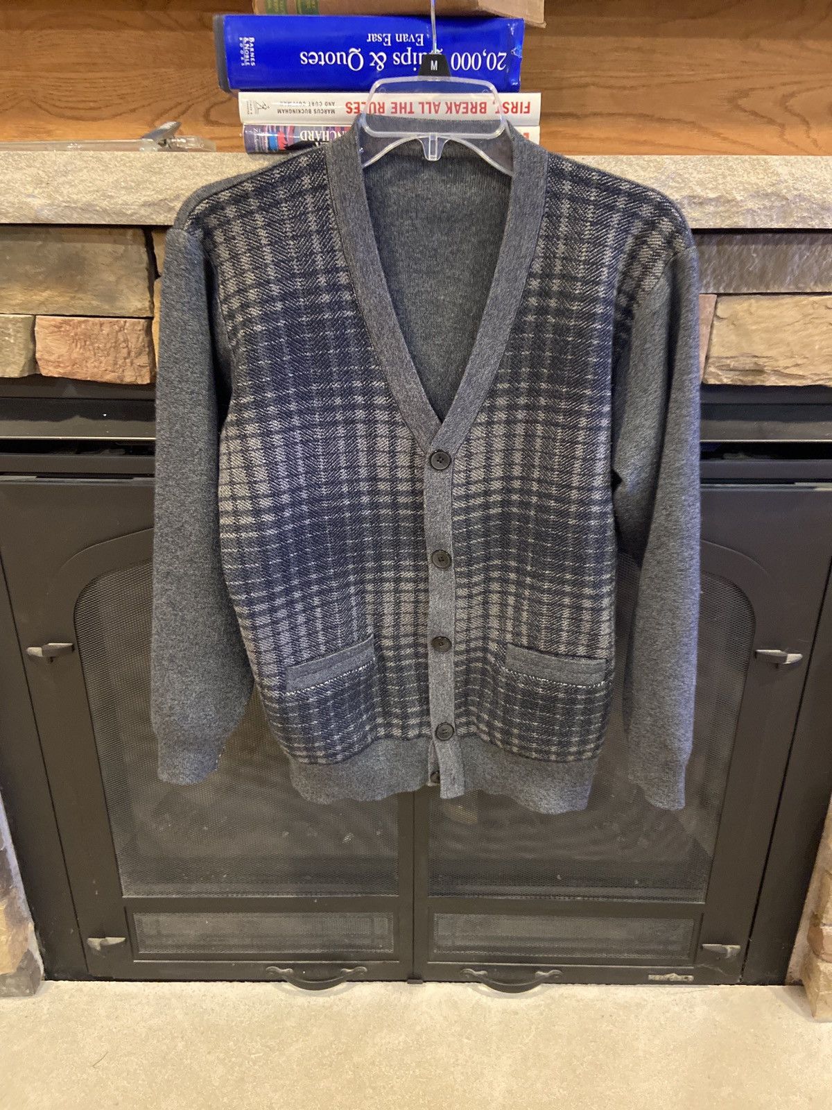 Vintage Vintage Grey Checked Cardigan Size US M / EU 48-50 / 2 - 1 Thumbnail
