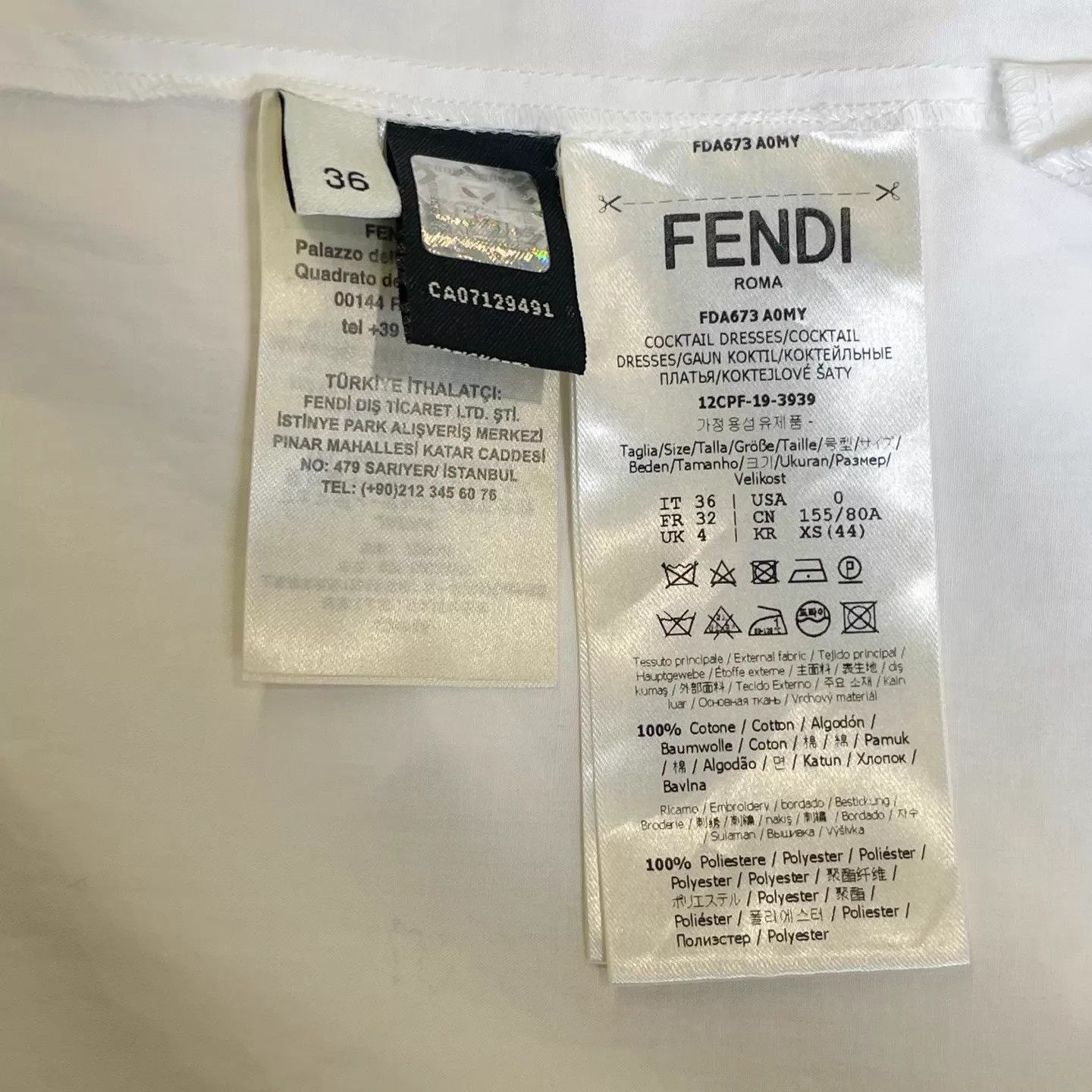 Fendi FENDI White Pocket Logo Embroidered Shirtdress 36 Size XS / US 0-2 / IT 36-38 - 6 Thumbnail