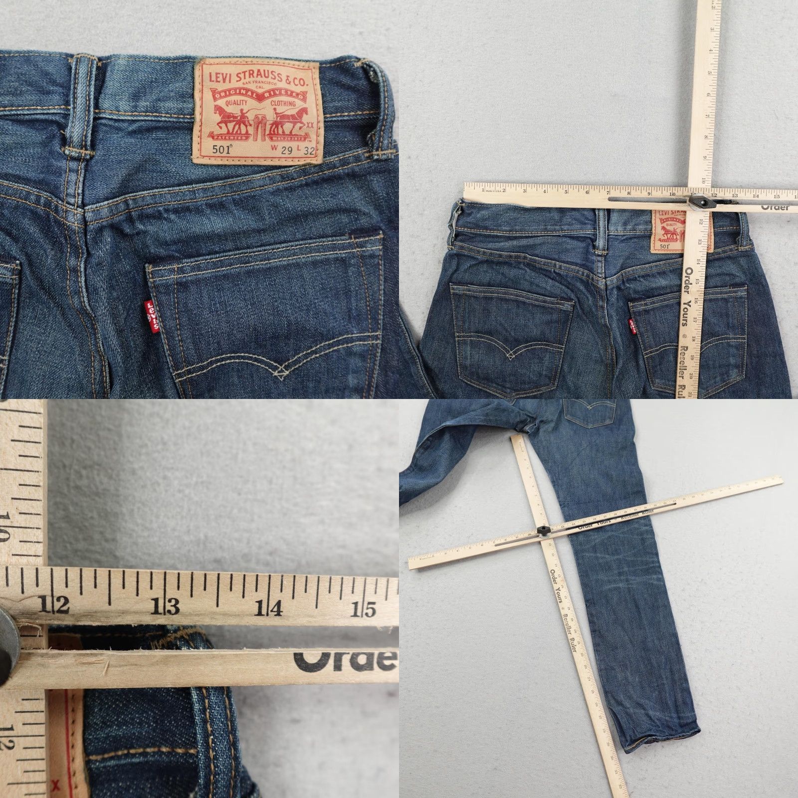 Levi's VINTAGE Levi's Jeans Mens 501 Button Fly Straight Leg Denim 29x32 Blue Red Tab 501 Series Mens Size US 29 - 8 Thumbnail
