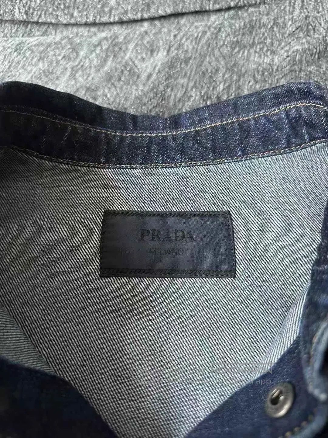 Prada Prada Navy Blue Triangle Logo Denim Shirt Jacket| Size US XL / EU 56 / 4 - 3 Thumbnail