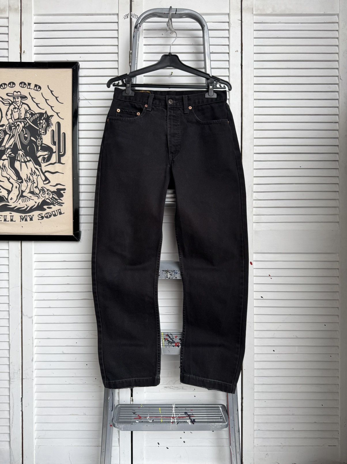 Levi's Levis 615 Vintage Black Jeans Straight Fit Orange Tab Size US 30 / EU 46 - 2 Thumbnail