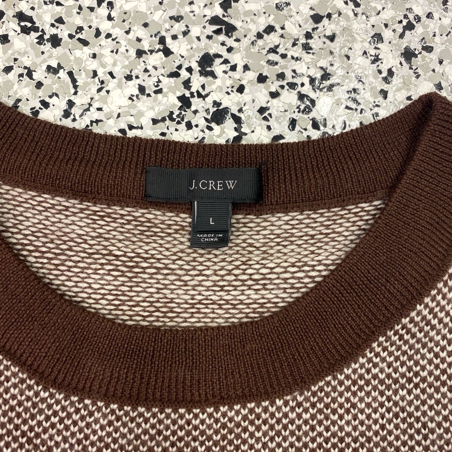 J.Crew J.CREW Womens L Brown Maroon Merino Wool Blend Geometric Pullover Sweater Size L / US 10 / IT 46 - 3 Thumbnail