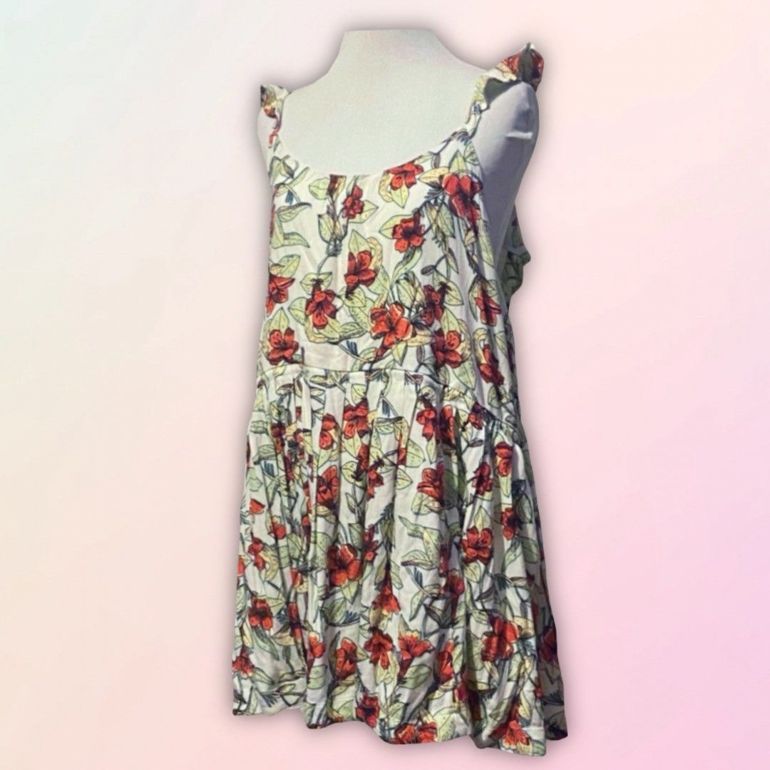 Free People Flowy Floral Ruffled Oversized Mini Sundress