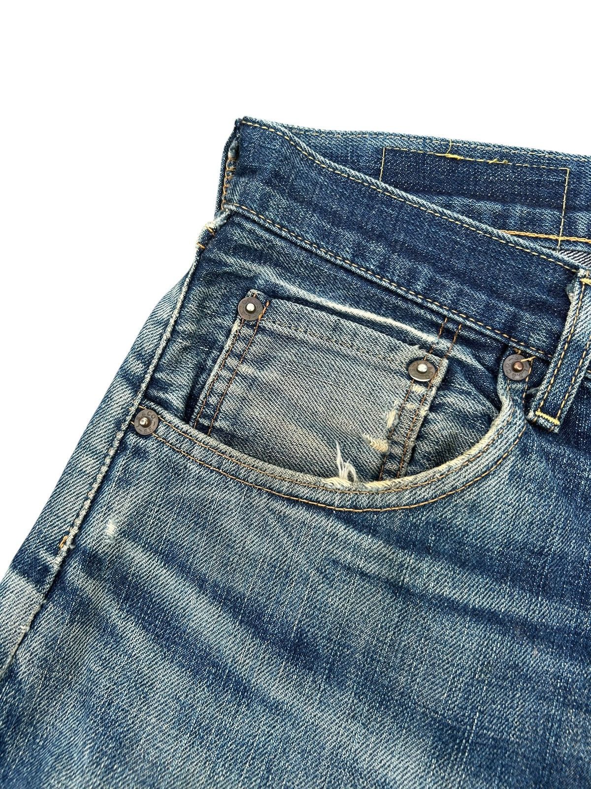 Kapital Thrashed Vintage Levis Big E Selvedge Denim Jeans Size US 32 / EU 48 - 6 Thumbnail