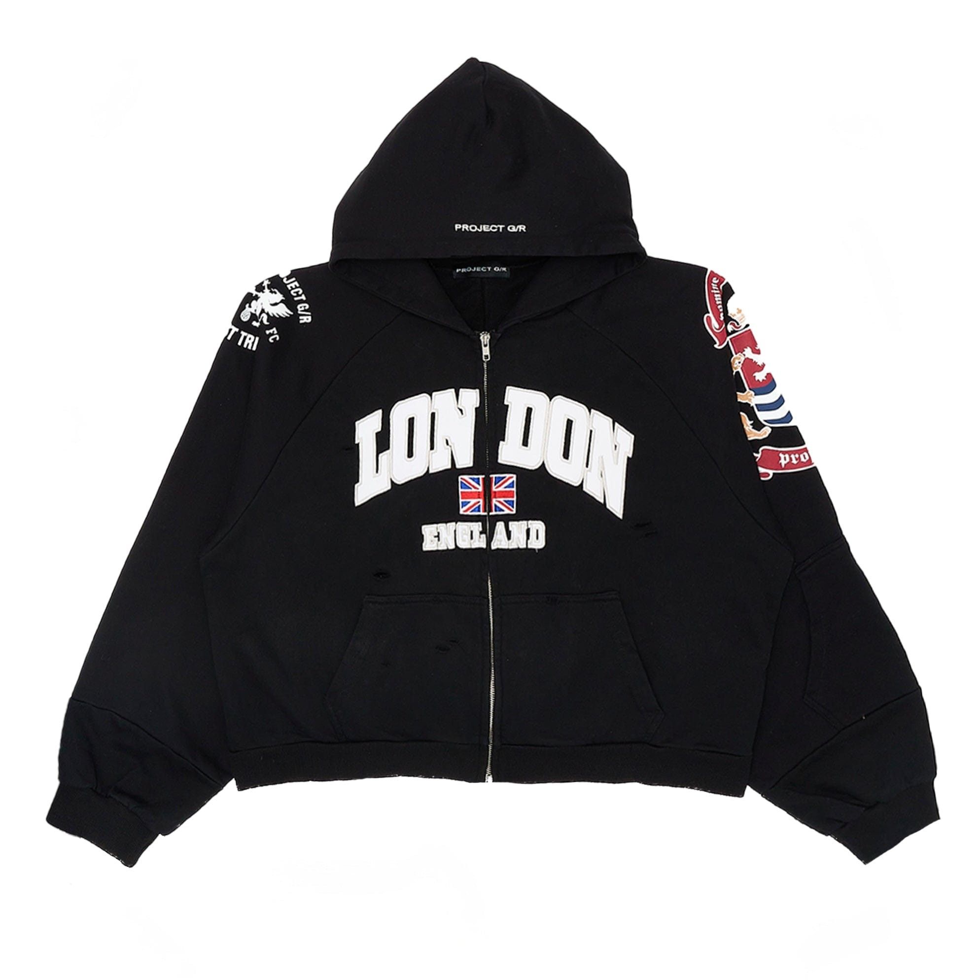 PROJECT G/R Project GR RECONSTRUCTED FOLDED ZIP HOODIE