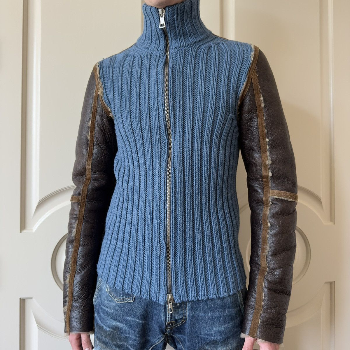 Dsquared2 Dsquared2 F/W 2002 Hybrid Knit & Leather Jacket Size US M / EU 48-50 / 2 - 4 Thumbnail