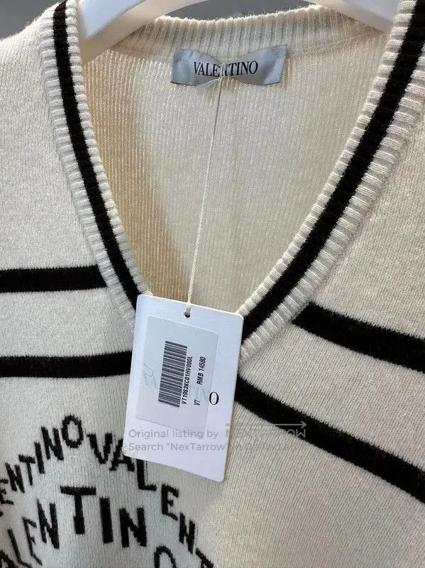 Valentino Valentino Cream Wool Logo Knit Sweater for Women . Size L / US 10 / IT 46 - 2 Thumbnail