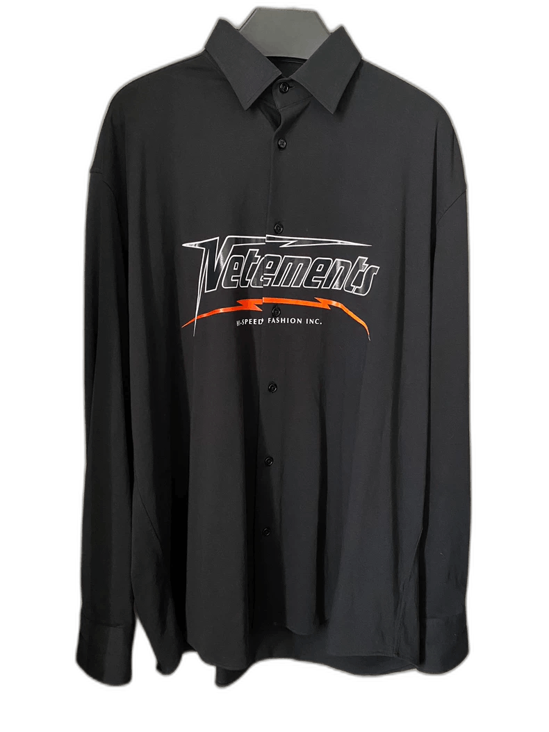 Vetements Logo Long Sleeve Shirt in Black