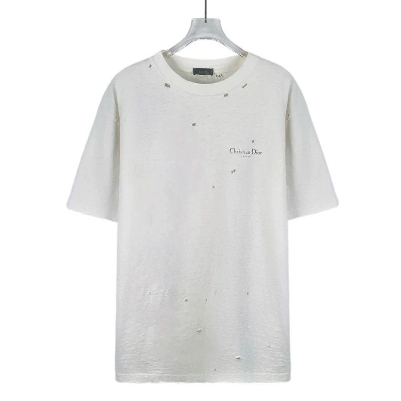 Dior Dior White Distressed Logo Print T-Shirt Size US M / EU 48-50 / 2 - 1 Thumbnail