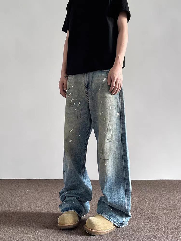 Japanese Brand × Jean Dirty Dye Washed Aged Wide Leg Jeans Size US 31 - 2 Thumbnail
