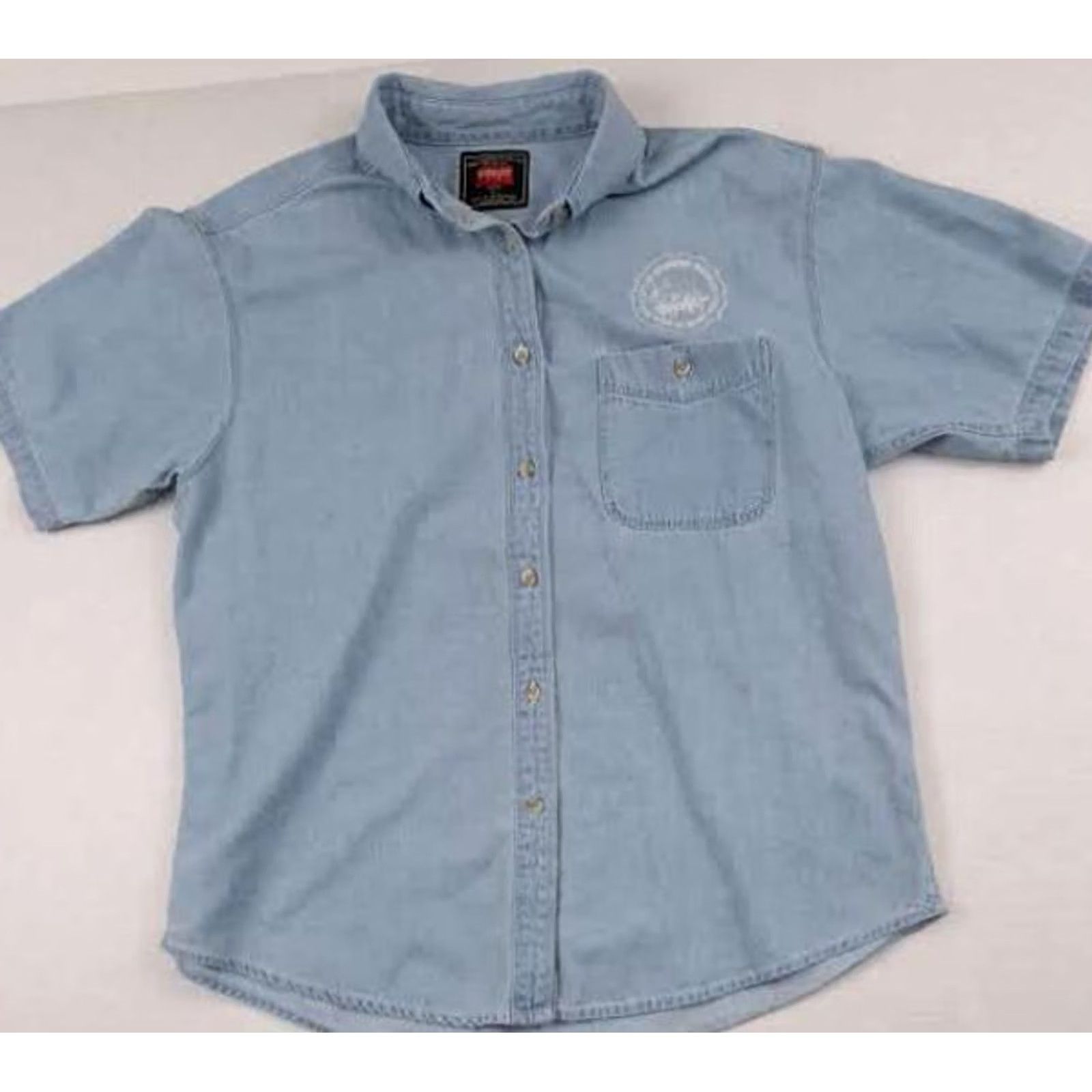 Wrangler Wrangler Shirt XL Women Blue Button-Up Short Sleeve Collared Hometown Pre-Owned Jeans Style Ladies Loved Classics Size XL / US 12-14 / IT 48-50 - 3 Thumbnail