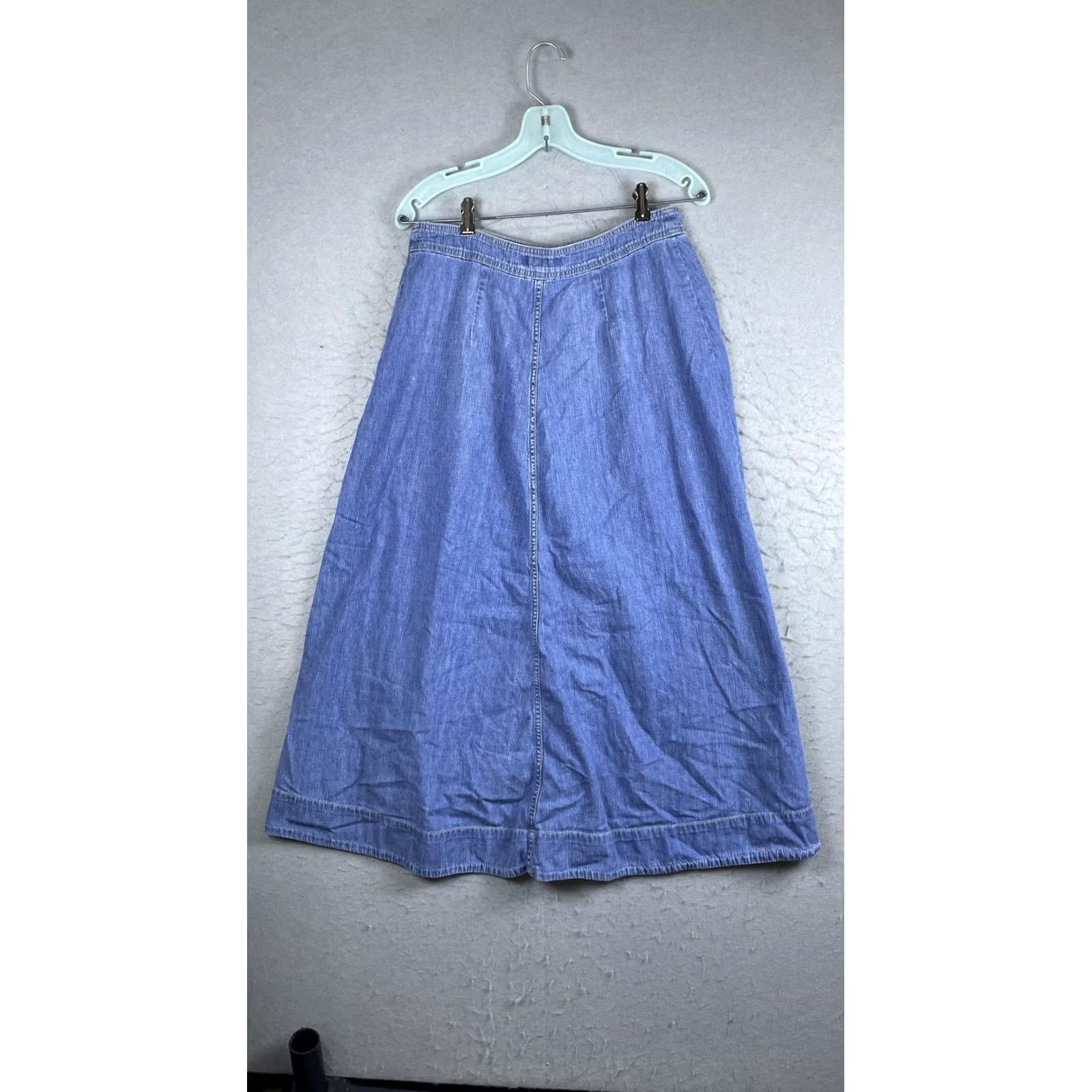 Chaps Chaps Skirt Womens 6 Blue Denim Midi A-Line Button Front Pockets Casual Size 28" / US 6 / IT 42 - 5 Thumbnail