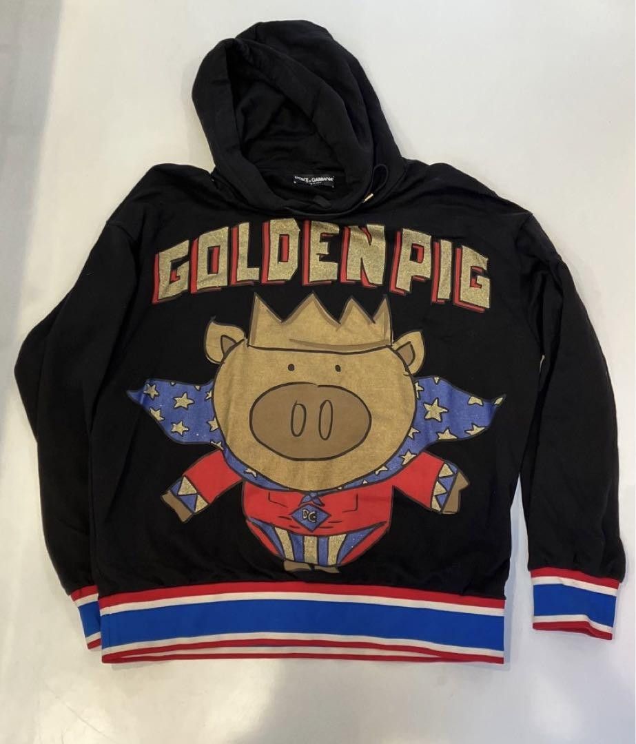 image of Dolce Gabbana Golden Pig Sweatshirt Good Condition in Black, Men's (Size Medium)