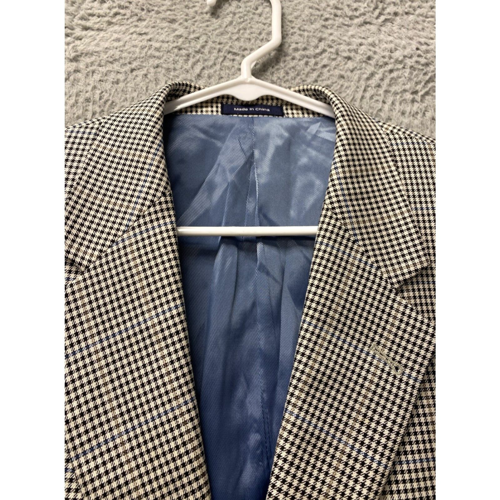 Roundtree & Yorke Roundtree & Yorke Men's Sport Coat Blazer 42R Multicolor Houndstooth Plaid Wool-Silk Tweed Size 42R - 4 Thumbnail