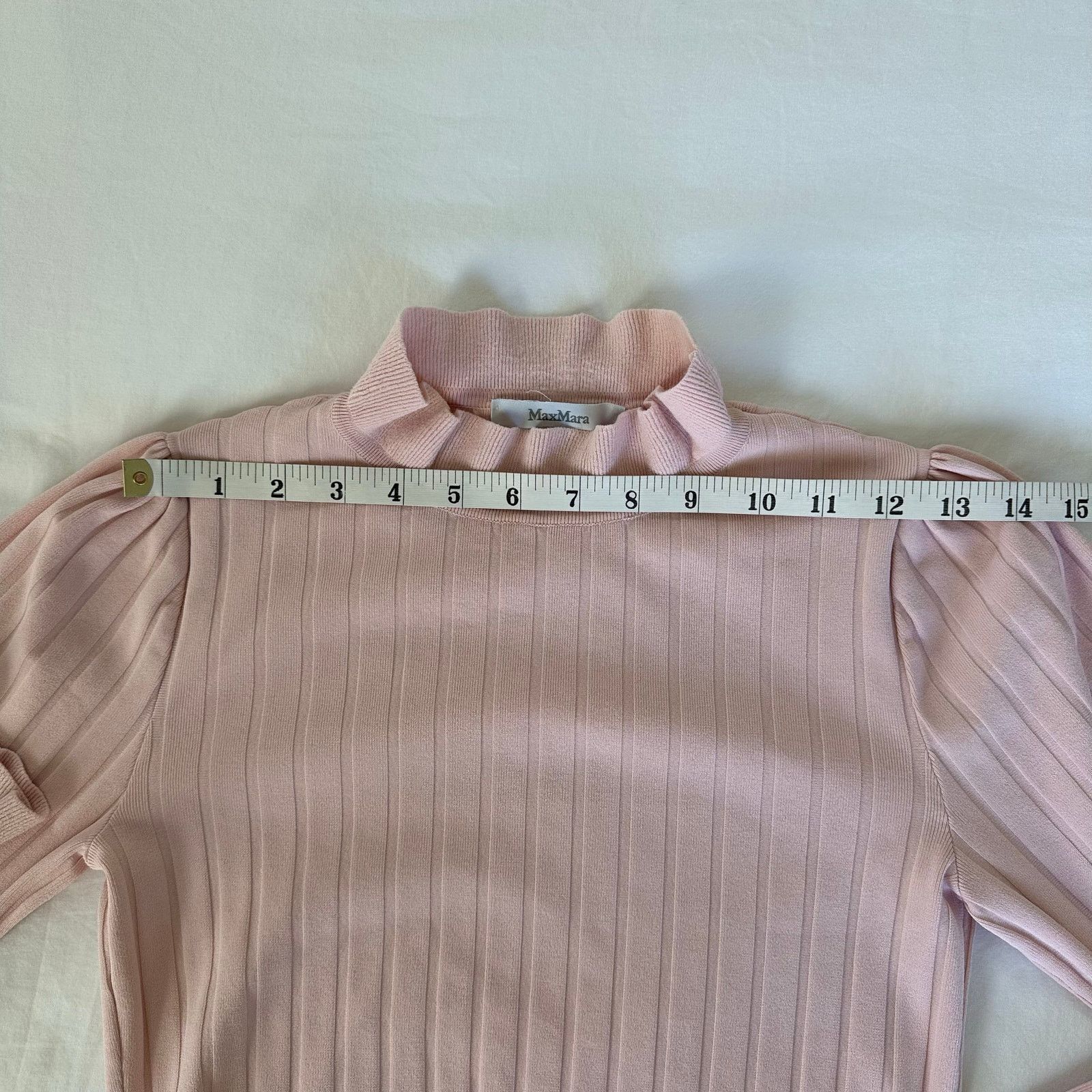 Max Mara Max Mara Zoraide Ruffle Pink Mock Neck Rib Sweater Size S Size S / US 4 / IT 40 - 4 Thumbnail