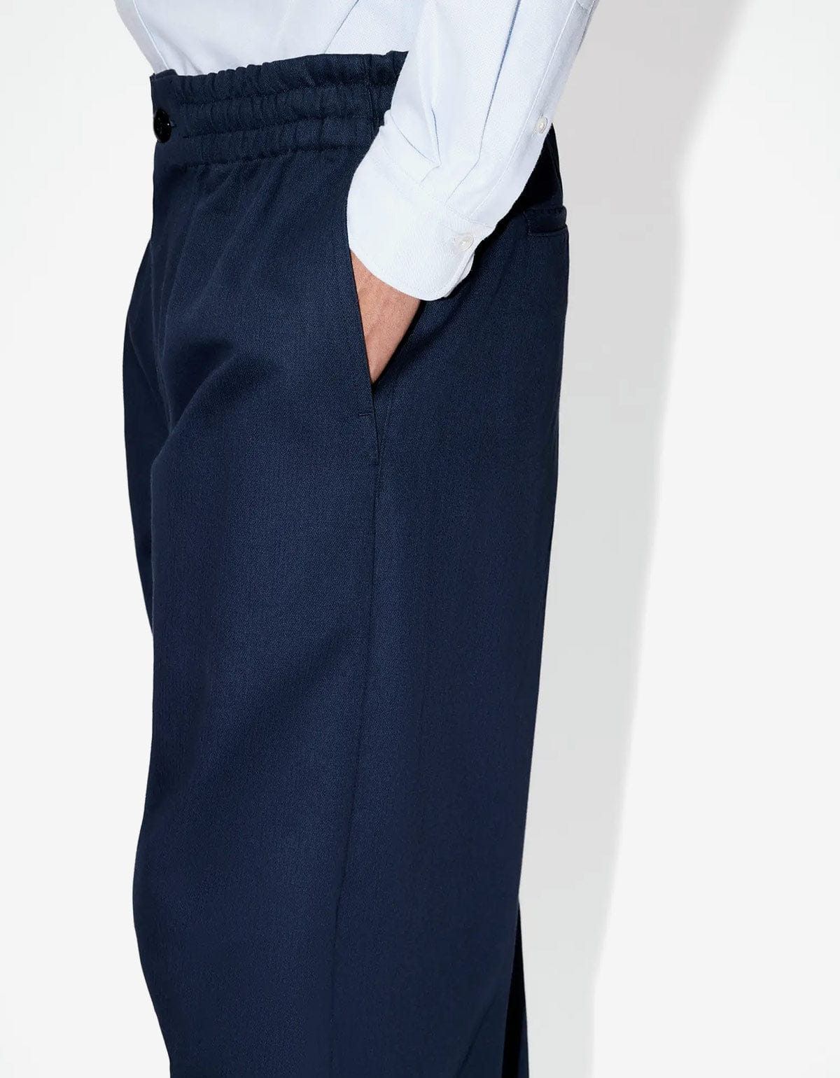 Kenzo Kenzo Blue Elasticated Herringbone Trousers Size US 32 / EU 48 - 6 Thumbnail