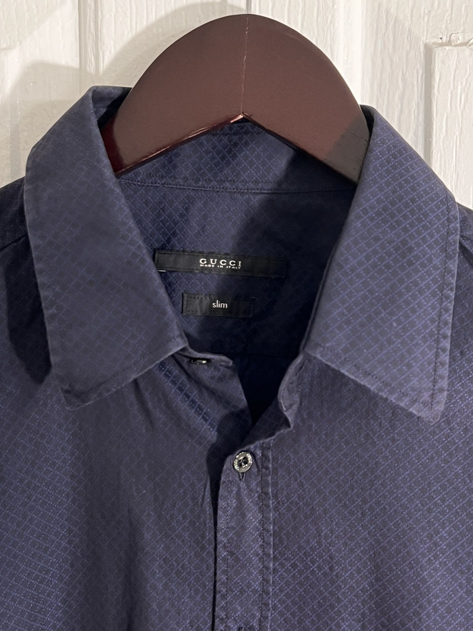 Gucci GUCCI Diamante Long Sleeve Dress Shirt Slim Fit Blue 41/16 Size US M / EU 48-50 / 2 - 6 Thumbnail
