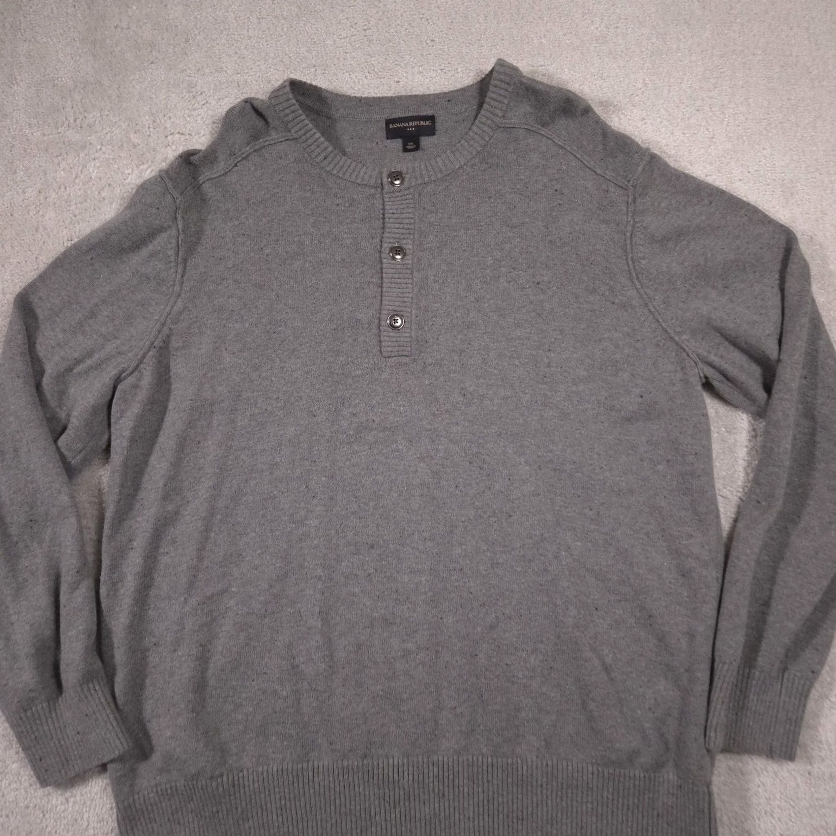 Banana Republic Banana Republic Mens 2XL Gray Henley Sweater Wool Blend Knit Pullover Crewneck Size US XXL / EU 58 / 5 - 2 Thumbnail
