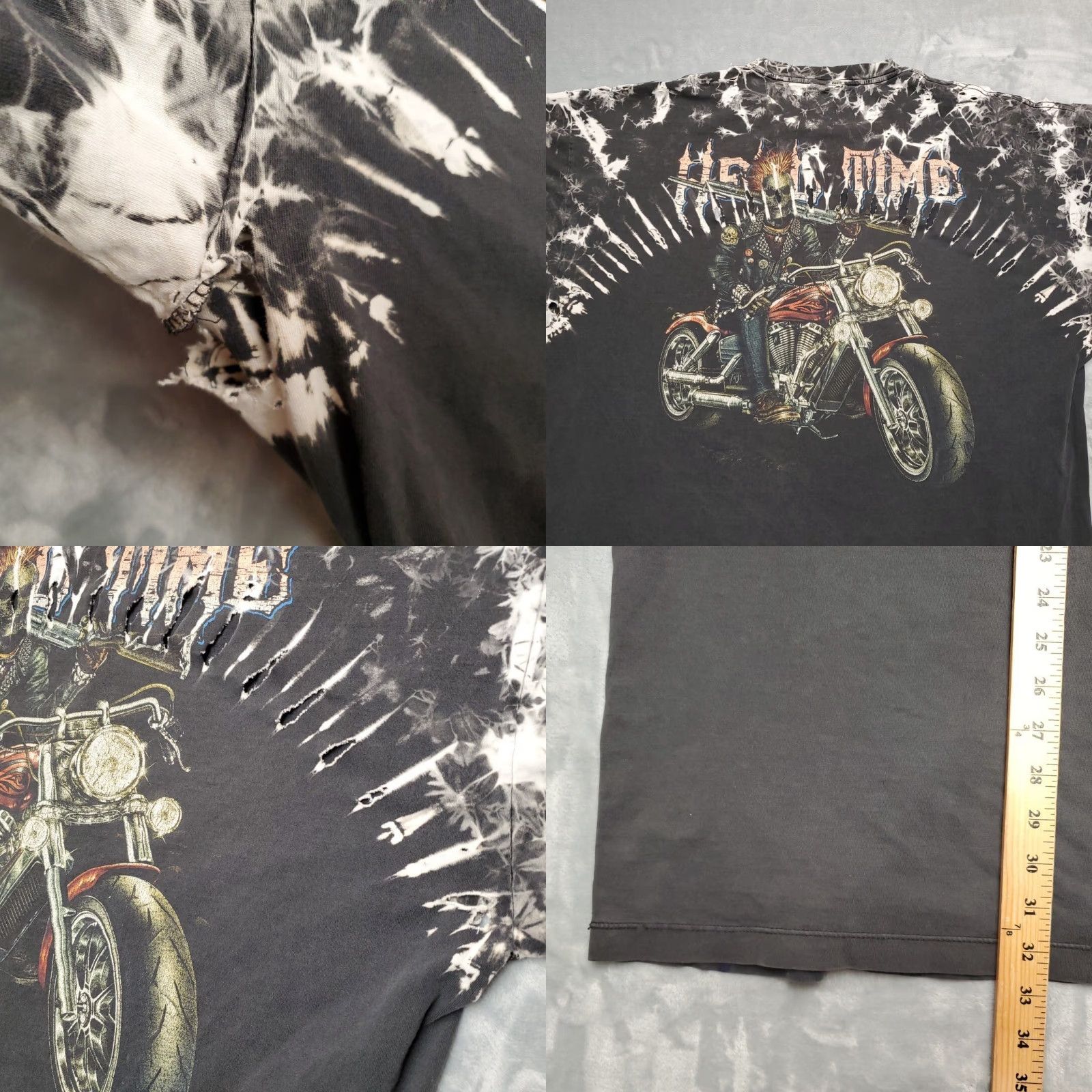 Vintage VINTAGE Skull ShirtZ Shirt Mens XXXL Black Hell Time Studded Zombie Motorcycle Biker AOP Shirt T-Shirt Crew Neck Short Sleeve Cotton Mens Size US XXL / EU 58 / 5 - 10 Thumbnail