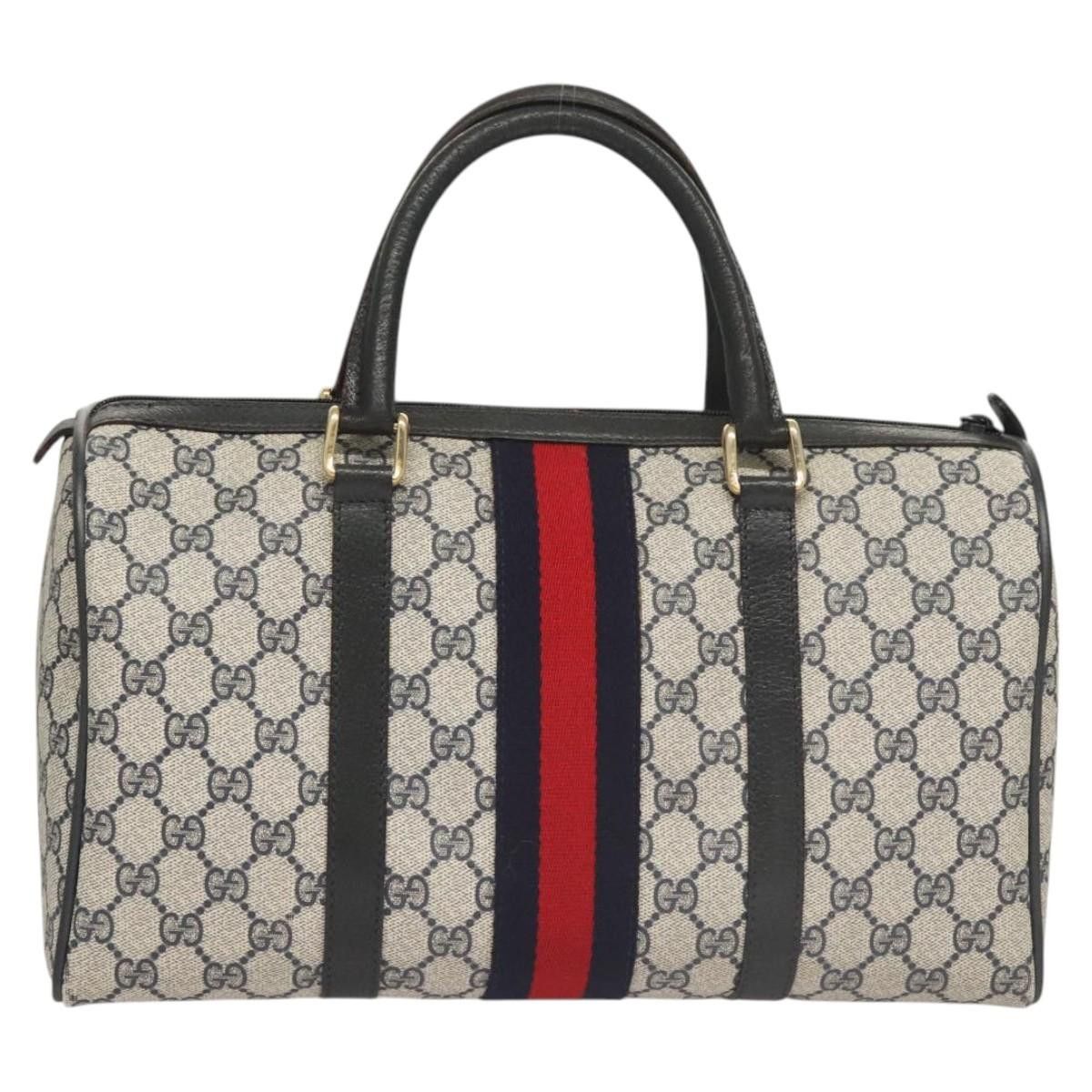 Gucci GUCCI GG Supreme Sherry Line Hand Bag Pvc Navy Gold Red 378 Size ONE SIZE - 3 Thumbnail