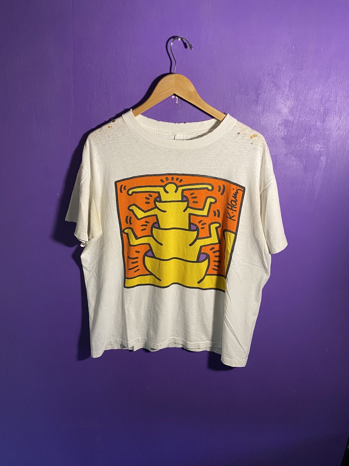 Keith Haring Vintage 1993 Keith Haring stacking up art tee Size US L / EU 52-54 / 3 - 1 Thumbnail