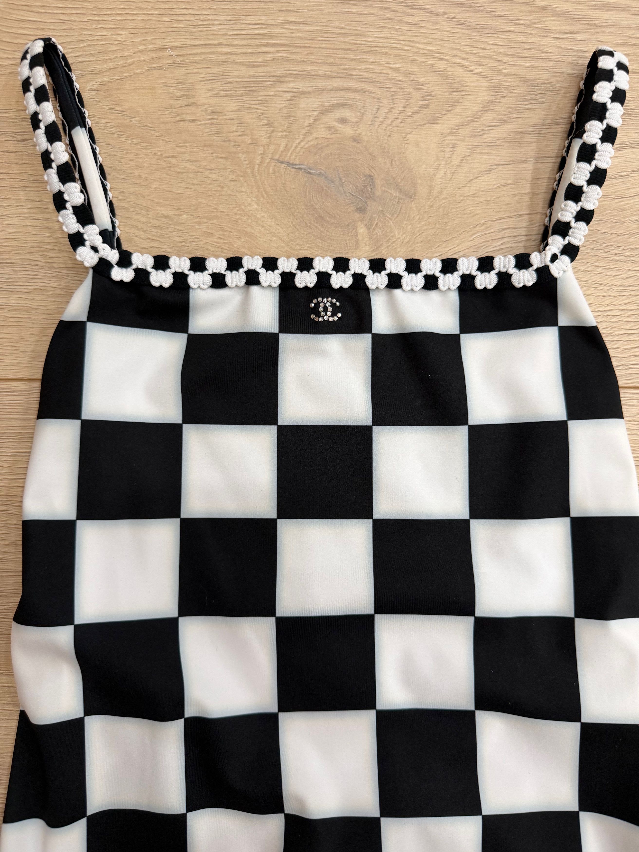 Chanel 23C White Checker CC Logo One Piece Swimsuit Bathingsuit 36 Size XS / US 0-2 / IT 36-38 - 6 Thumbnail
