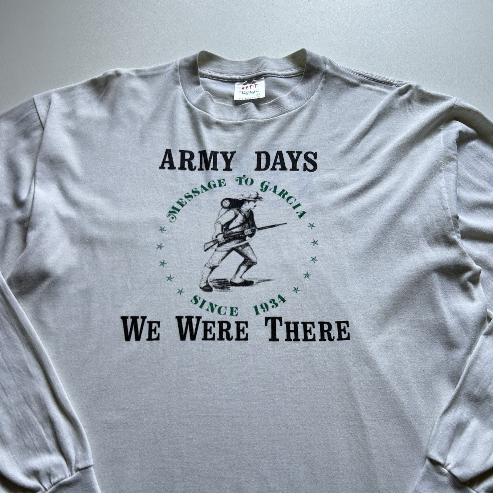 Hanes Vintage 80s Army Days Message To Garcia Long Sleeve Shirt XL Size US XL / EU 56 / 4 - 2 Thumbnail